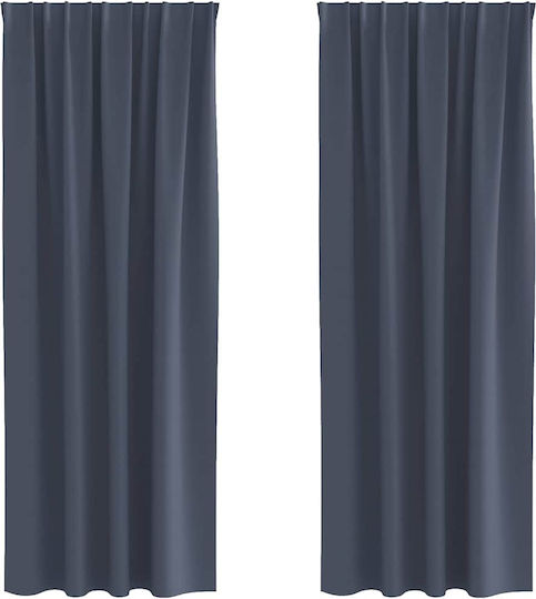 vidaXL Set of Window Blackout Curtains with Gray Pencil Pleat 140x225cm