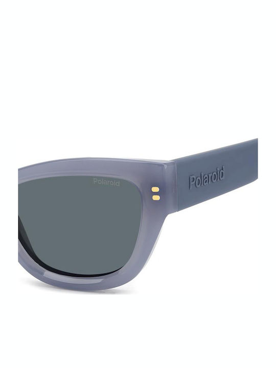 Polaroid Women's Sunglasses with Blue Plastic Frame and Gray Lens PLD6237/S/X MVU/C3