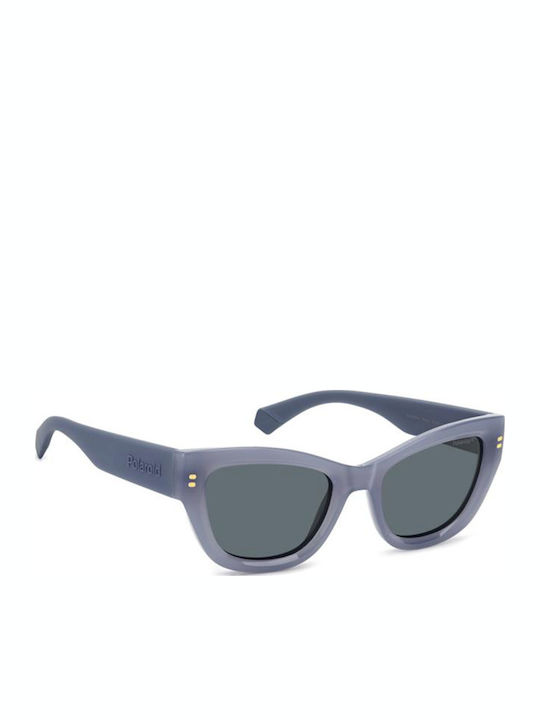Polaroid Women's Sunglasses with Blue Plastic Frame and Gray Lens PLD6237/S/X MVU/C3