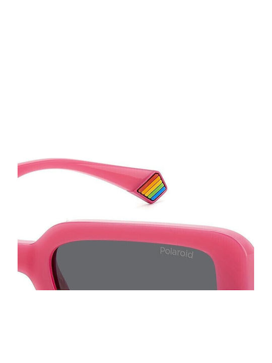 Polaroid Unisex Sonnenbrille mit Rosa Kunststoff Gestell und Gray Polarisiert Linse PLD6208/S/X MU1/M9