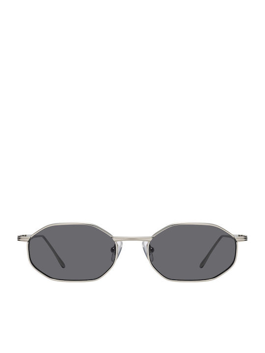Massa Unisex Sonnenbrille mit Silber Metall Gestell und Schwarz Spiegel Linse