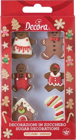 Σετ 6 Gingerbread Χριστουγεννιάτικα Βρώσιμα Διακοσμητικά Decora 3-4εκ