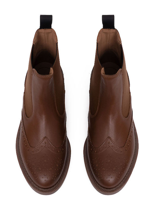 Leather Women's Ankle Boots Tabac Brown