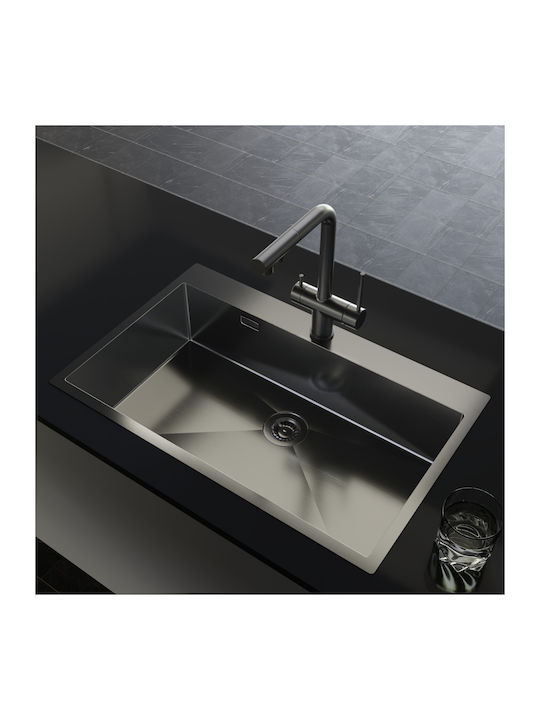 Helika Terra100M Ενθέτος Νεροχύτης Ιnox PVD Μ79xΠ45cm Brushed Gunmetal