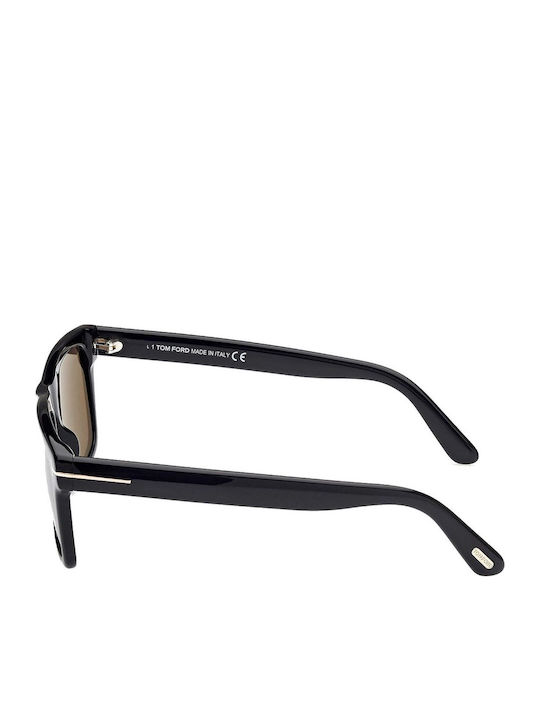 Tom Ford Buckley 02 Ochelari De Soare Pentru Bărbați Cu Ramă Neagră Din Plastic Și Lentile Maro Degrade FT0906 01H
