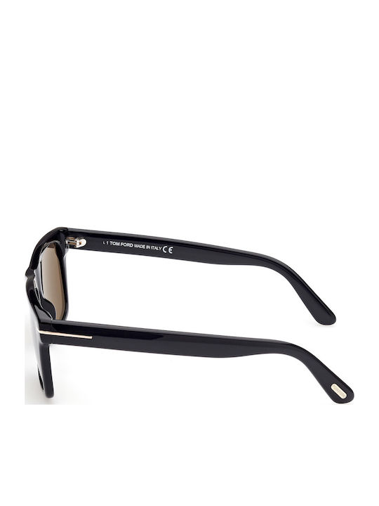 Tom Ford Buckley 02 Ochelari De Soare Pentru Bărbați Cu Ramă Neagră Din Plastic Și Lentile Maro Degrade FT0906 01H