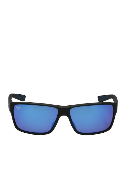 Maui Jim Ανδρικά Γυαλιά Ηλίου με Μαύρο Κοκκάλινο Σκελετό και Μπλε Καθρέφτη Φακό B661-02
