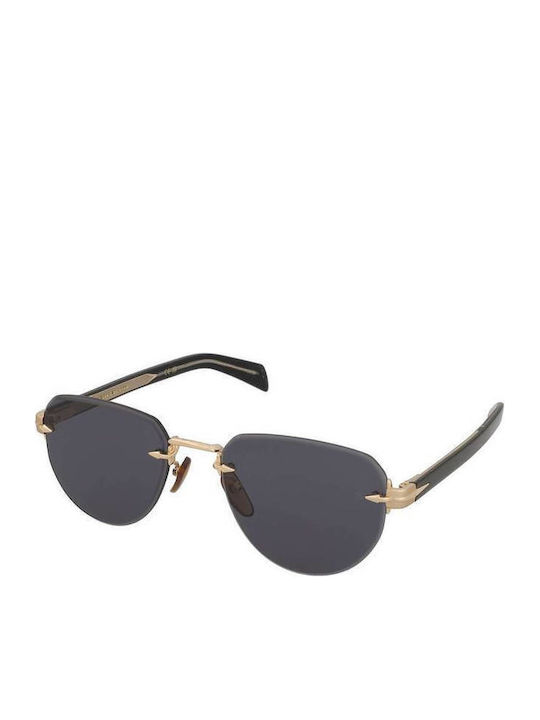 David Beckham Men's Sunglasses with Gold Metal Frame and Gray Lens DB 7144/S RHL/IR