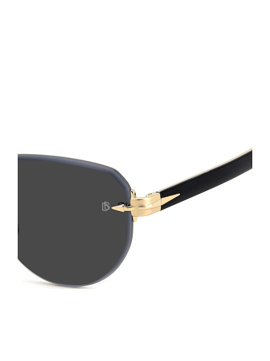 David Beckham Men's Sunglasses with Gold Metal Frame and Gray Lens DB 7144/S RHL/IR