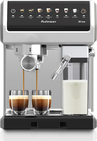 Rohnson Automatic Espresso Machine 1350W Pressure 20bar for Cappuccino Brown R-98080