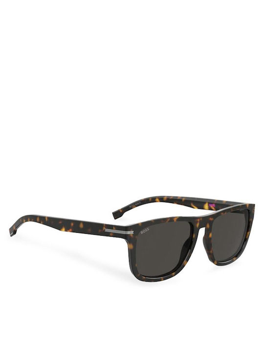 Boss Men's Sunglasses with Brown Tartaruga Plastic Frame and Gray Lens BOSS 1626/S 086/IR
