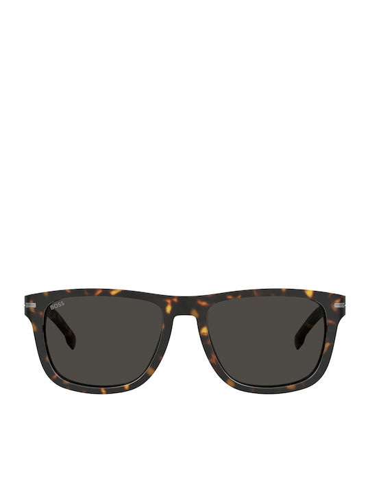 Boss Men's Sunglasses with Brown Tartaruga Plastic Frame and Gray Lens BOSS 1626/S 086/IR