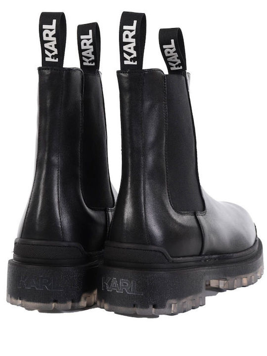Biker II Mid Gore Leder Damen Chelsea Stiefeletten mit mittlerem Absatz Schwarz