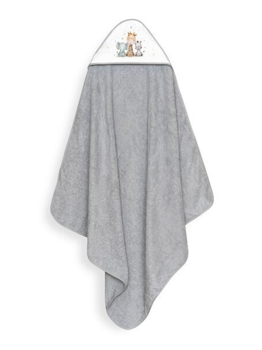 Interbaby Βρεφική Κάπα-Μπουρνούζι με Κουκούλα Grey 100x100εκ.