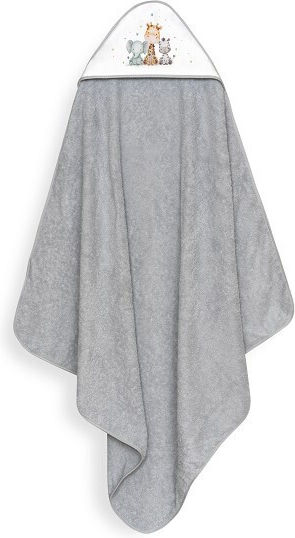 Interbaby Baby Hooded Towel with Hood Gray 100x100cm