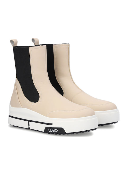 Leder Damen Chelsea Stiefeletten Nude