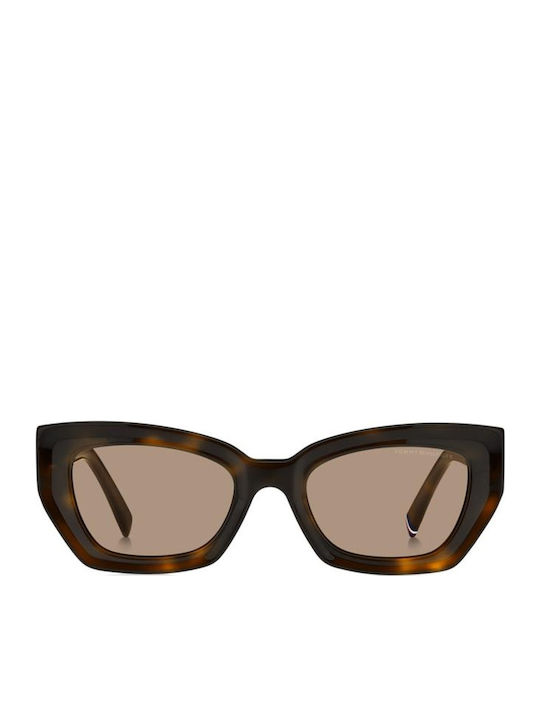 Tommy Hilfiger Unisex Sonnenbrille mit Braun Kunststoff Gestell und Braun Linse TH2254/S 05L/70