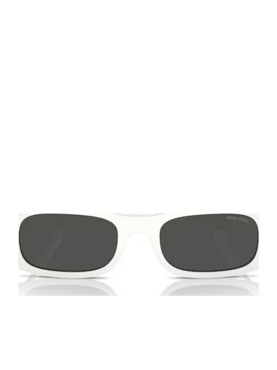 Women's Sunglasses with White Horn-Rimmed Frame and Grey Lenses