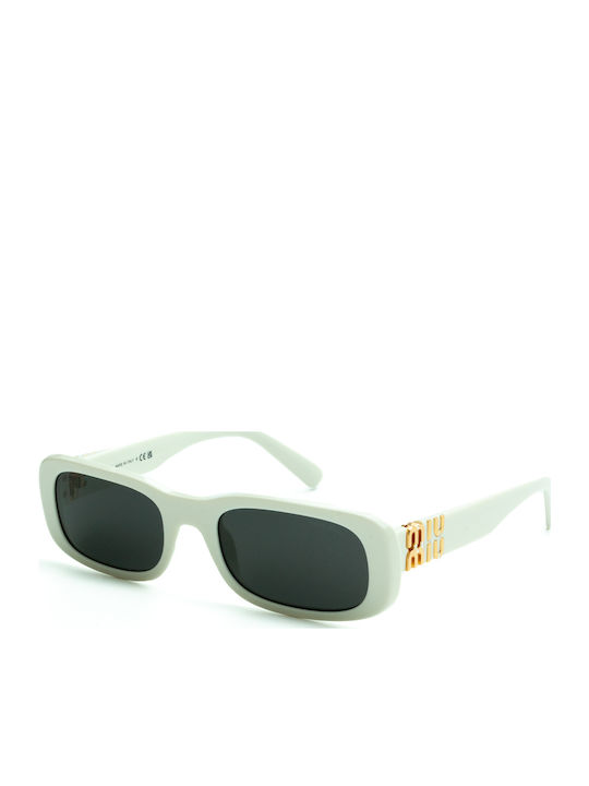 Women's Sunglasses with White Horn-Rimmed Frame and Grey Lenses