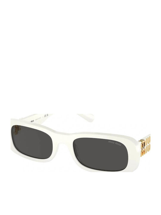 Women's Sunglasses with White Horn-Rimmed Frame and Grey Lenses