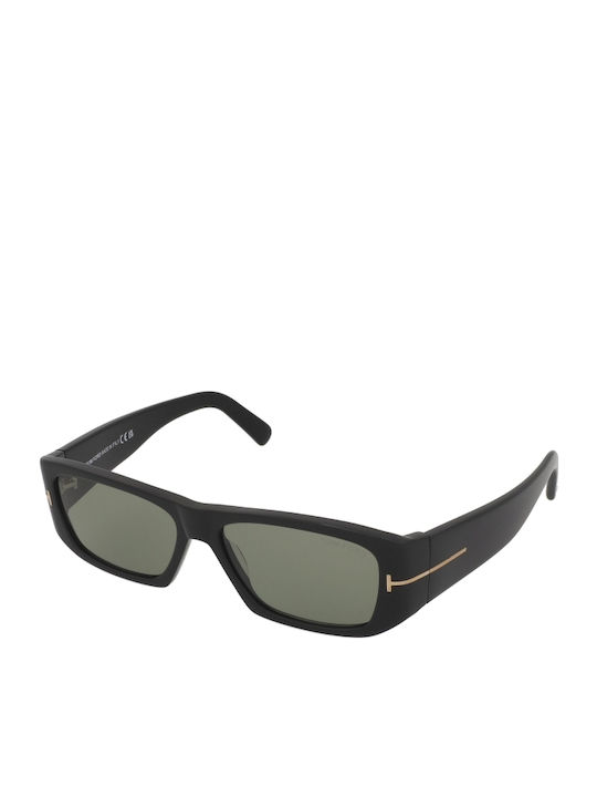Tom Ford Unisex Sunglasses with Black Horn-Rimmed Frame and Green Gradient Lens TF986 01N