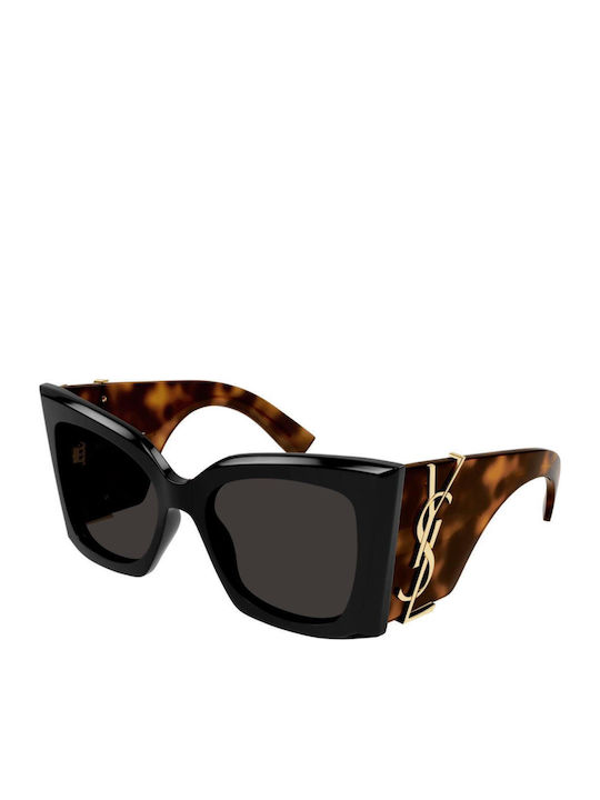 Ysl Women's Sunglasses with Brown Tartaruga Plastic Frame and Black Lens SL M119 BLAZE 003