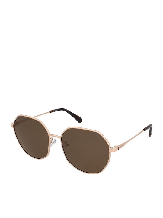 Polaroid Women's Sunglasses with Gold Metal Frame and Brown Polarized Lens PLD4140/G/S/X DDB/SP