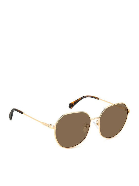 Polaroid Women's Sunglasses with Gold Metal Frame and Brown Polarized Lens PLD4140/G/S/X DDB/SP