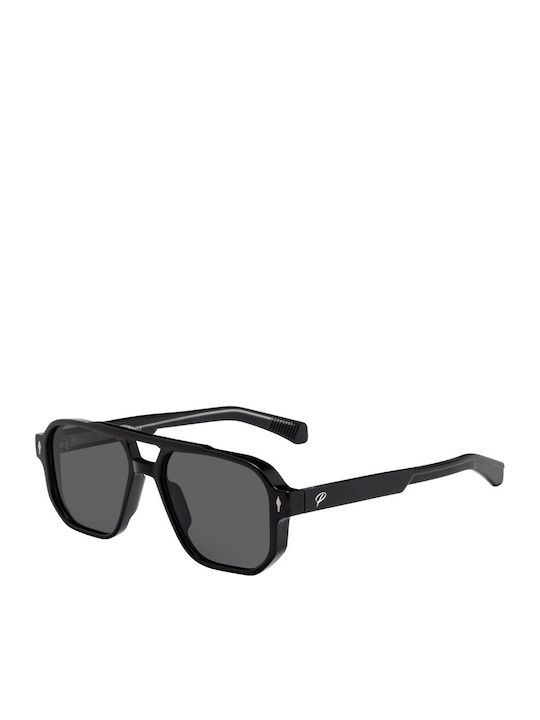 Lere Men's Sunglasses with Black Plastic Frame and Black Lens 9820C1