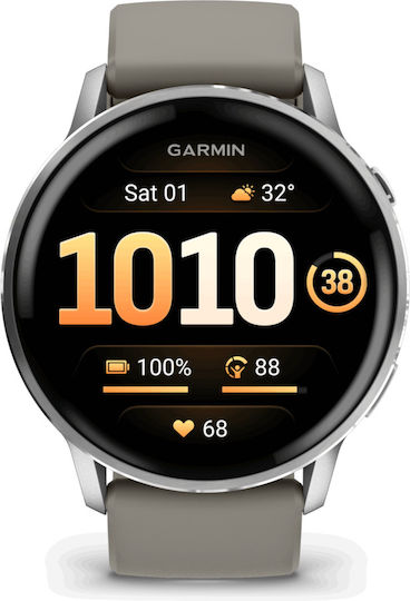 Garmin Venu 4 Stainless Steel 45mm Waterproof Smartwatch with Heart Rate Monitor (Silver with Silver Gray)