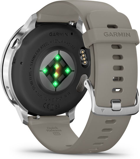 Garmin Venu 4 Stainless Steel 45mm Waterproof Smartwatch with Heart Rate Monitor (Silver with Silver Gray)