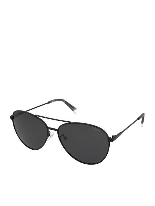 Polaroid Unisex Sunglasses with Black Metallic Frame and Grey Polarized Lens PLD4142/G/S/X 807/M9