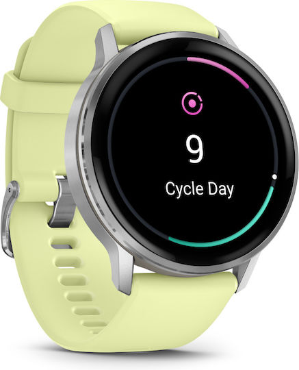 Garmin Venu 4 Stainless Steel 45mm Αδιάβροχο Smartwatch με Παλμογράφο (Silver with Citron)