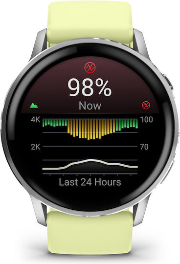 Garmin Venu 4 Stainless Steel 45mm Αδιάβροχο Smartwatch με Παλμογράφο (Silver with Citron)