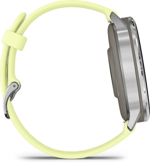 Garmin Venu 4 Stainless Steel 45mm Αδιάβροχο Smartwatch με Παλμογράφο (Silver with Citron)