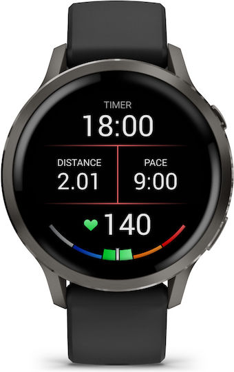 Garmin Venu 4 Stainless Steel 41mm Αδιάβροχο Smartwatch με Παλμογράφο (Slate with Black)