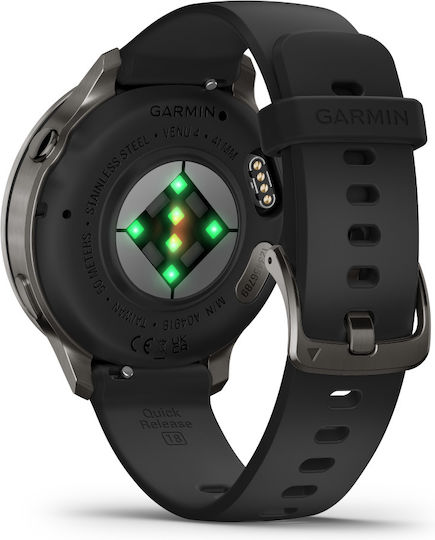Garmin Venu 4 Stainless Steel 41mm Αδιάβροχο Smartwatch με Παλμογράφο (Slate with Black)