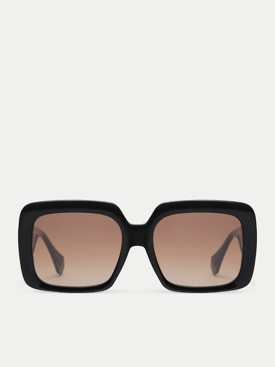 Gigi Barcelona Women's Sunglasses with Black Plastic Frame and Brown Gradient Lens 6881/1