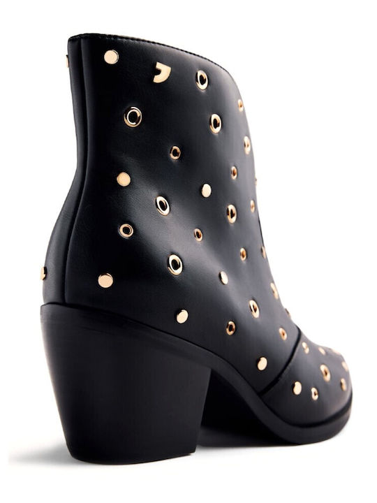 Leder Stiefeletten Damen Schwarz