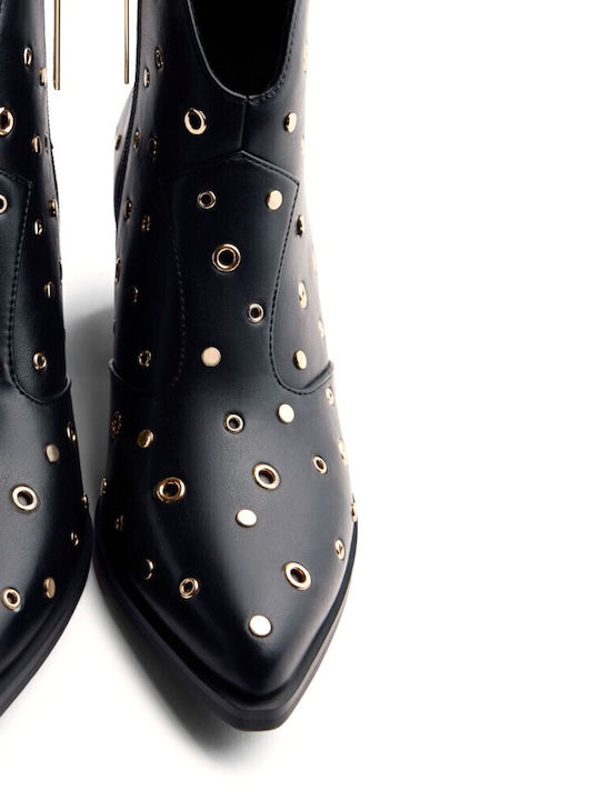 Leder Stiefeletten Damen Schwarz