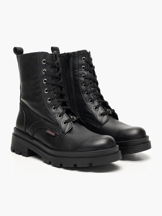 Leather Women's Ankle Boots with Medium Heel Black