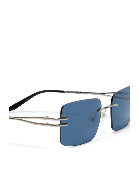 Gigi Barcelona Unisex Sonnenbrille mit Silber Metall Gestell und Blau Spiegel Linse 6862/3