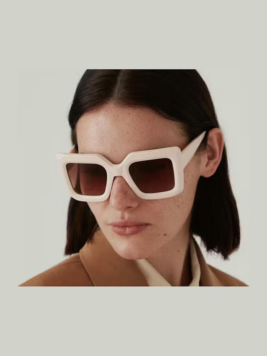 Gigi Barcelona Leandra Women's Sunglasses with White Plastic Frame and Brown Gradient Lens 6762/8