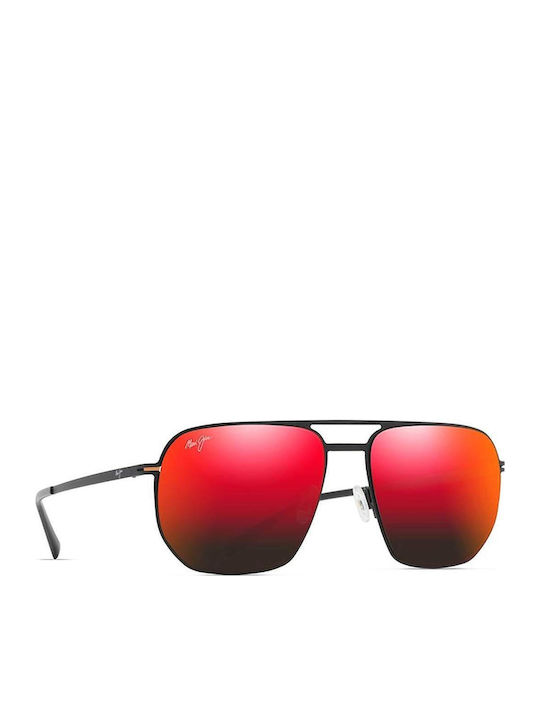 Maui Jim Men's Sunglasses with Black Metal Frame and Red Gradient Mirror Lens RM605-02