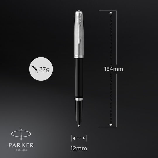 Parker Πένα Γραφής Fine από Ατσάλι με Μαύρο Μελάνι