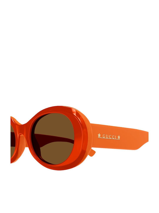 Gucci Women's Sunglasses with Orange Plastic Frame and Brown Lens GG1587S 003