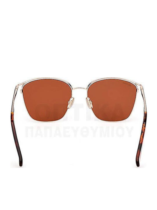 Max Mara Unisex Sunglasses with Silver Metal Frame and Red Lens MM 0043 54E