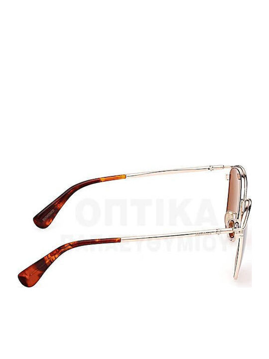 Max Mara Unisex Sunglasses with Silver Metal Frame and Red Lens MM 0043 54E
