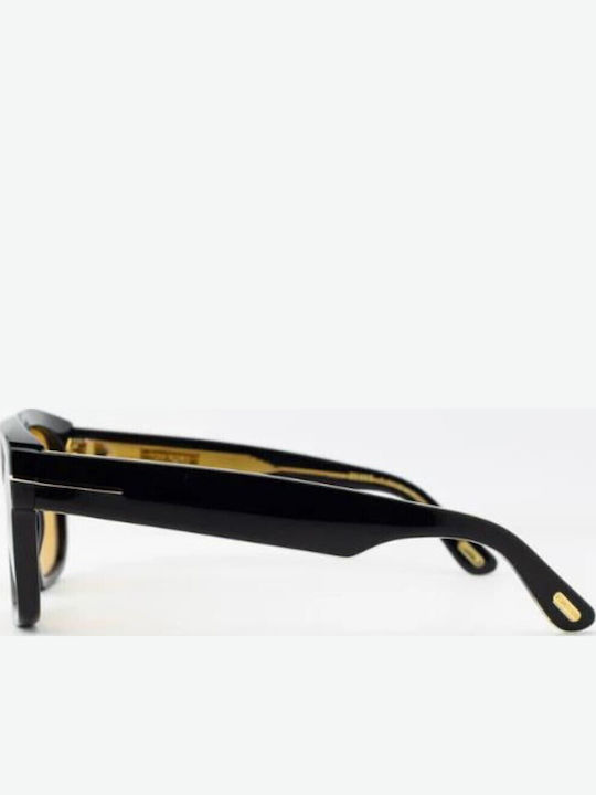 Tom Ford Icon Ochelari De Soare Pentru Bărbați Cu Ramă Neagră Din Plastic Și Lentile Galbene Degrade FT1201 01E
