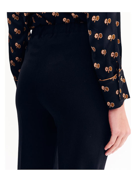 Damen Stoff Hose in Schlanker Passform Black
